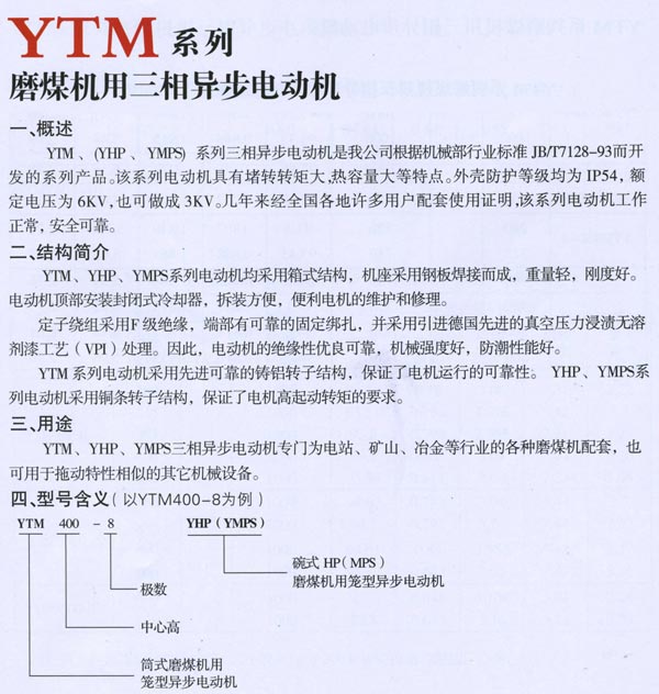 YTM磨煤機用三相異步電動機